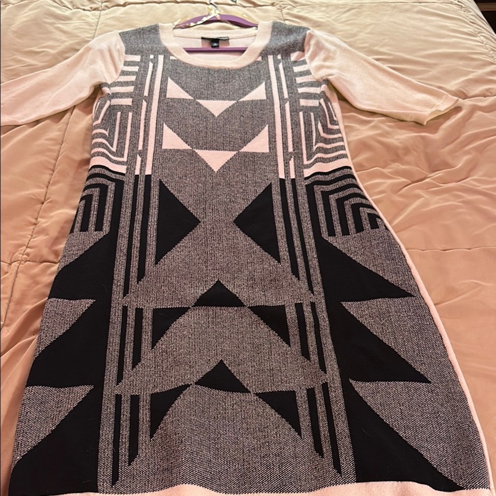 Geometric Patterned Black and White Dress